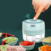 Mini electric chopper with wireless charging base, USB rechargeable garlic and vegetable chopper